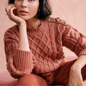 Sezane Cable Knit Sweater in Rust